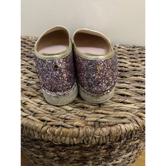 Kate Spade Linds Too Rose Gold Multi Glitter Metallic Espadrille Shoe Size 10M - Picture 5 of 8